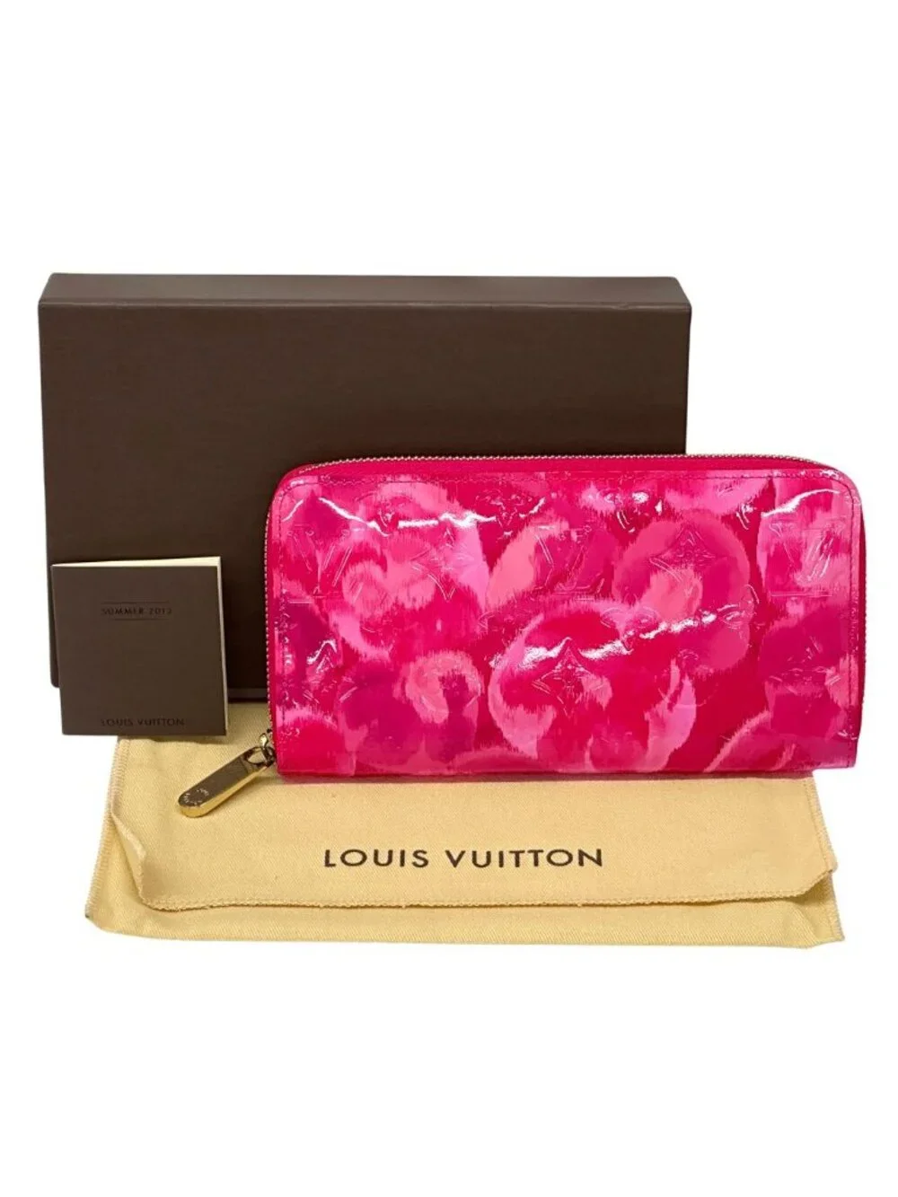Louis Vuitton Wallet Monogram Ikat Flower Vernis Zippy Rose Indien Pink